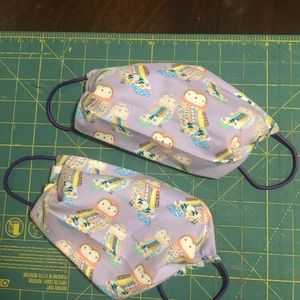 2 owl reusable face masks with filter pocket